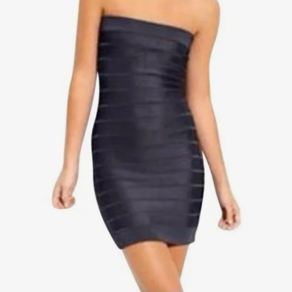 French Connection Charcoal Gray Strapless Bandage Dress Bodycon Size 8 - Picture 1 of 10